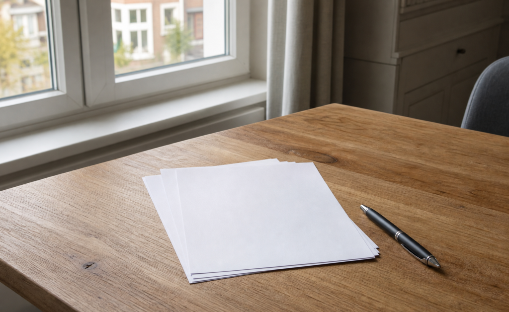 Een huurcontract met pen op een bureau